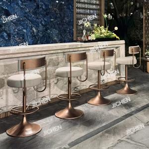 Italian light luxury rotating bar chair high-end family back chair island bar chair minimalist stainless steel high stool
