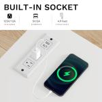 DWVO Farmhouse Wooden Dresser TV Stand with Power Outlet, 6-Drawer Dresser with Large Storage Drawers and Bar Handles, Ideal for Living Room, Hallway, 47.2" L x 15.7" W x 33.4" H - White & Walnut