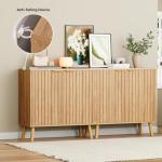 REHOOPEX Fluted Storage Cabinet, Buffet Cabinet Sideboard, Modern Accent Cabinet Console Table for Entryway, Living Room
