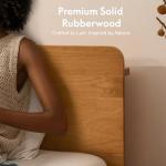 FLEXISPOT Hako Solid Wood Platform Bed Frame Queen,Rubberwood,Tool-Free Fast Assembly,Low Profile Floating,Storage Shelf&Charging Station,Modern Scandinavian Japanese Minimalist,Heavy Duty,Natural Oak