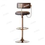 Italian light luxury rotating bar chair high-end family back chair island bar chair minimalist stainless steel high stool