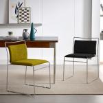 Modern Home Stackable 2-pack Dining Chairs with Steel Frame Stylish Retro Linen Fabric Kitchen Chair Sets of 2 Cafe Table Chair