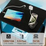 LOAKEKEL Nightstand with Charging Station, End Table with 2 Fabric Drawers, LED Night Stand for Bedroom, Small Bed Side Table with USB Ports and Outlets for Living Room, Black, HETS02BK-1