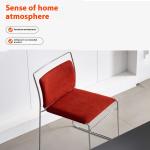 Modern Home Stackable 2-pack Dining Chairs with Steel Frame Stylish Retro Linen Fabric Kitchen Chair Sets of 2 Cafe Table Chair