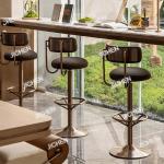 Italian light luxury rotating bar chair high-end family back chair island bar chair minimalist stainless steel high stool