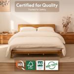 FLEXISPOT Hako Solid Wood Platform Bed Frame Queen,Rubberwood,Tool-Free Fast Assembly,Low Profile Floating,Storage Shelf&Charging Station,Modern Scandinavian Japanese Minimalist,Heavy Duty,Natural Oak