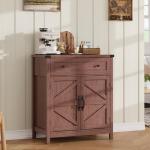 ChooChoo Kitchen Storage Cabinet, Coffee Bar Cabinet, Farmhouse Buffet Sideboard with Drawer for Kitchen, Living Room, Walnut