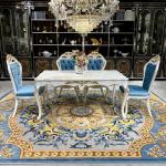 Solid wood dining table and chair combination, European luxury restaurant 6 people rectangular dining table dining table househo