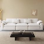 Designer Convertible Sofa For Living Room Comfortable Home Furniture Modern Minimalist White Couch Italian Style Triple Seats