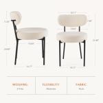 Sweetcrispy Dining Chairs Set of 6, Boucle Upholstered Modern Mid Century Round Kitchen Chairs with Curved Backrest & Metal Legs for Vanity, Living Room - Classic Beige
