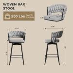 360° Swivel Bar Stool, Set of 6, Contemporary Fixed Height Bar Stool with Padded Seat and Back, Metal Frame Kitchen, Customized