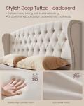 VASAGLE King Bed Frame with Tall Headboard, Upholstered Platform Bed Frame King Size, with Wingback Tufted Headboard and Footboard, Wooden Slats, No Box Spring Needed, Cappuccino Beige URMB884W01