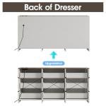 Fameill Dresser for Bedroom, 9 Drawer Wide Dresser Organizer with Charging Station, Tall Dresser for Hallway, Wood Dresser with Metal Handles, Farmhouse White