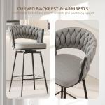 360° Swivel Bar Stool, Set of 6, Contemporary Fixed Height Bar Stool with Padded Seat and Back, Metal Frame Kitchen, Customized