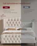 VASAGLE King Bed Frame with Tall Headboard, Upholstered Platform Bed Frame King Size, with Wingback Tufted Headboard and Footboard, Wooden Slats, No Box Spring Needed, Cappuccino Beige URMB884W01