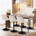 COLAMY Bar Stools Set of 2, Modern Swivel Bar Chairs, Adjustable Upholstered Barstools Counter Height with Full Backrest for Bar, Dining Room, Kitchen Island, Beige