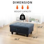 Bicerkib Leather Storage Ottoman Bench,33.5" Large Square Ottoman with Storage, Foot Rest Footstool Bench Coffee Table with Thick Cushion for Home Decor/Entryway/Living Room/Bedroom/Rv,Peacock Blue