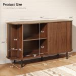 ONBRILL 55" Sideboard Buffet Cabinet with Storage, Sliding Door & Adjustable Shelf, Modern Accent Coffee Bar Console Table for Kitchen, Entryway, Walnut