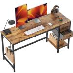 CubiCubi Computer Desk with 2 Drawers, 47 Inch Small Home Office Desk with Storage Study Writing Table, Rustic Brown