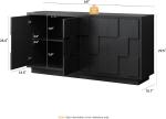 60" Sideboard Buffet Cabinet with Storage, Irregular Panel Design Credenza Mid Century Farmhouse Coffee Bar Cabinet with 4 Doors