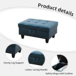 Bicerkib Leather Storage Ottoman Bench,33.5" Large Square Ottoman with Storage, Foot Rest Footstool Bench Coffee Table with Thick Cushion for Home Decor/Entryway/Living Room/Bedroom/Rv,Peacock Blue