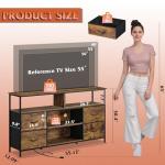 WLIVE TV Stand Dresser for 50,55,60 inch TV, Entertainment Center with LED Lights & Fabric Drawers, Dresser TV Stand for Bedroom and Living Room with Open Shelves, Rustic Brown