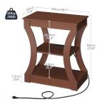 MAHANCRIS End Table set of 2 with Charging Station, Side Table with USB Ports and Outlets, Nightstand, 3 Tier Bedside Table with Storage Shelf for Living Room, Bedroom, small space, Cherry ETWA53E01S2