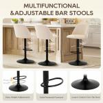 COLAMY Bar Stools Set of 4, Modern Swivel Bar Chairs, Adjustable Upholstered Barstools Counter Height with Full Backrest for Bar, Dining Room, Kitchen Island, Beige