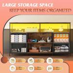 WLIVE TV Stand Dresser for 50,55,60 inch TV, Entertainment Center with LED Lights & Fabric Drawers, Dresser TV Stand for Bedroom and Living Room with Open Shelves, Rustic Brown