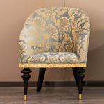 Luxury European Design Living Room Chair Gold Leaf Furniture Classic Antique Accent Lounge Chair