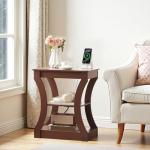 MAHANCRIS End Table set of 2 with Charging Station, Side Table with USB Ports and Outlets, Nightstand, 3 Tier Bedside Table with Storage Shelf for Living Room, Bedroom, small space, Cherry ETWA53E01S2