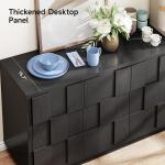 60" Sideboard Buffet Cabinet with Storage, Irregular Panel Design Credenza Mid Century Farmhouse Coffee Bar Cabinet with 4 Doors