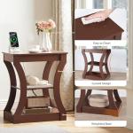 MAHANCRIS End Table set of 2 with Charging Station, Side Table with USB Ports and Outlets, Nightstand, 3 Tier Bedside Table with Storage Shelf for Living Room, Bedroom, small space, Cherry ETWA53E01S2