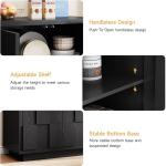 60" Sideboard Buffet Cabinet with Storage, Irregular Panel Design Credenza Mid Century Farmhouse Coffee Bar Cabinet with 4 Doors