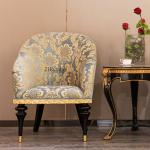 Luxury European Design Living Room Chair Gold Leaf Furniture Classic Antique Accent Lounge Chair