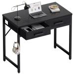 Pamray 32 Inch Small Computer Desk with 2 Drawers for Bedroom Study Writing Home Office Table for Small Spaces Black