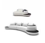 Curved Leather Sofa Fashion Creative Living Room Sofa Small Apartment Cowhide Crescent Bay Furniture