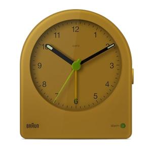 Braun Classic Analogue Alarm Clock with Snooze and Continuous Backlight, Quiet Quartz Movement, Easy to Read Dial, Crescendo Beep Alarm in Yellow, Model BC22Y.