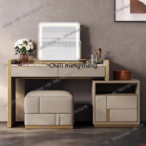 Light luxury makeup table, villa, solid wood marble bedside table integrated dresser combination