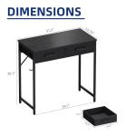 Pamray 32 Inch Small Computer Desk with 2 Drawers for Bedroom Study Writing Home Office Table for Small Spaces Black