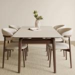 A Nordic Design Modern Solid Wood PU Leather Dining Room Restaurant Table Set Chair