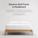 Nectar Bamboo Platform Bed Frame - Queen - Natural - Floating Center Support Legs - 12” Height - Easy Tool Free Set Up - Contemporary and Durable - Sturdy Wooden Support Slats - Holds Up To 800 Pounds