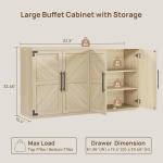 Buffet Cabinet with 4 Doors, Modern Sideboard Cabinet with Storage and Adjustable Shelves, Large Credenza Storage