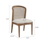 Christopher Knight Home Lilia Dining Chairs Set of 2, Modern Dining Chair with Fabric Upholstery, Rubberwood Frame Kitchen Chairs with Cane Webbing, Extra Seat for Dining Room, Beige + Walnut