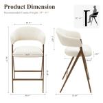 COLAMY Bar Stools Set of 2, Counter Height BarStools with Back, Modern Upholstered Island Stools with Metal Legs for Kitchen Counter, Dining Room, Beige