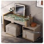Light luxury makeup table, villa, solid wood marble bedside table integrated dresser combination