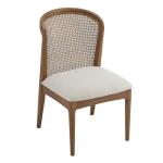 Christopher Knight Home Lilia Dining Chairs Set of 2, Modern Dining Chair with Fabric Upholstery, Rubberwood Frame Kitchen Chairs with Cane Webbing, Extra Seat for Dining Room, Beige + Walnut