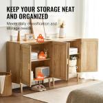 VEVOR Rattan Buffet Cabinet with Storage, 4 Magnetic Doors and Adjustable Shelves, Sideboard for Hallway, Living Room, Kitchen, Natural