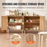 VEVOR Rattan Buffet Cabinet with Storage, 4 Magnetic Doors and Adjustable Shelves, Sideboard for Hallway, Living Room, Kitchen, Natural