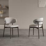 A Nordic Design Modern Solid Wood PU Leather Dining Room Restaurant Table Set Chair